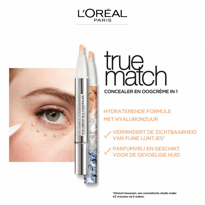 L'Oréal - True Match Eye-Cream In a Concealer - 1-2D Ivory Beige