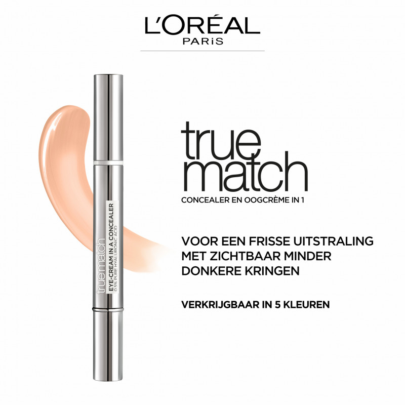 L'Oréal - True Match Eye-Cream In a Concealer - 1-2D Ivory Beige