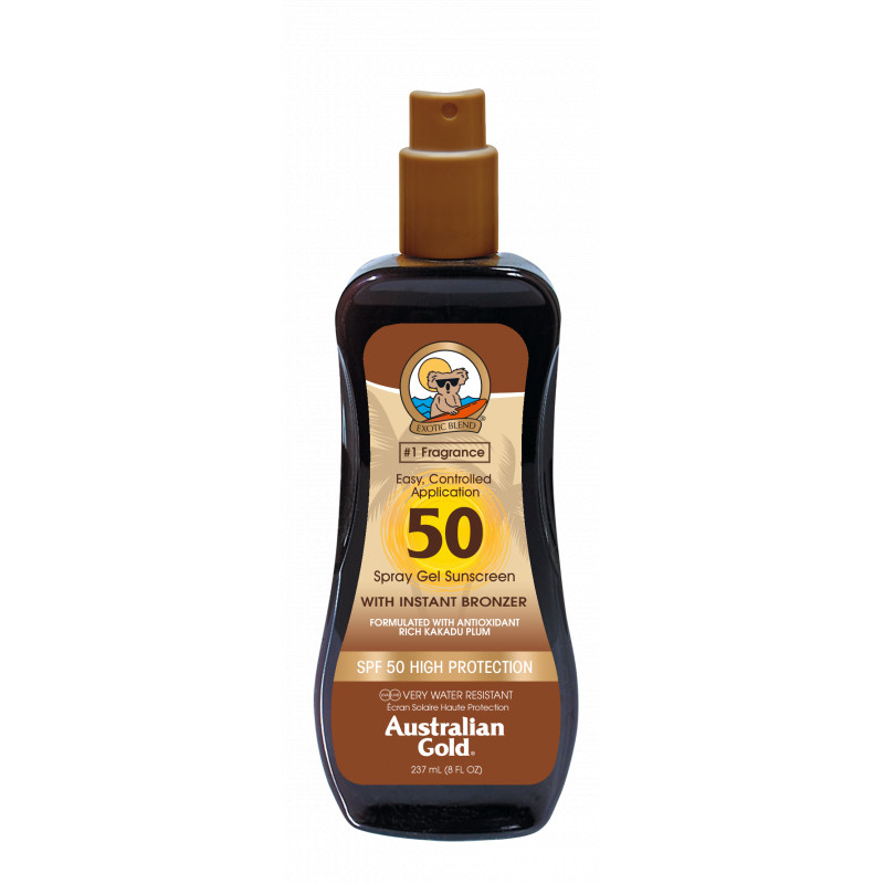 Australian Gold compatible - Sunscreen SPF50 Spray Gel w. Instant Bronzer 237 ml