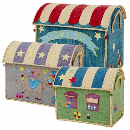 Rice - Large Set of 3 Toy Baskets - Circus Theme