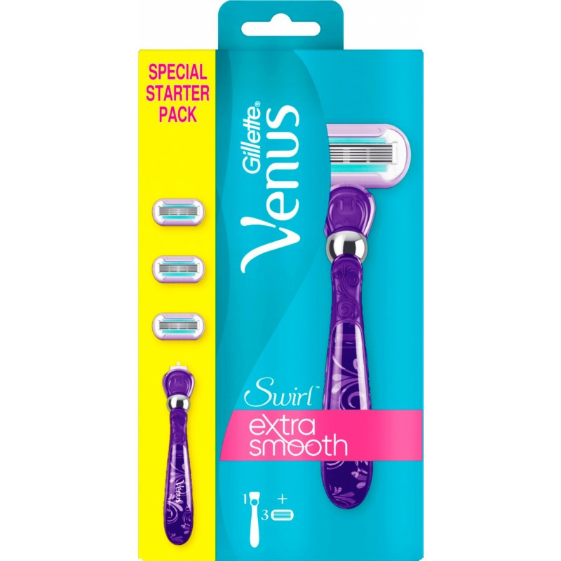 Gillette compatible - Venus Swirl Starter Set 4 Pcs Flexball Swirl Handle & 3 x Blades