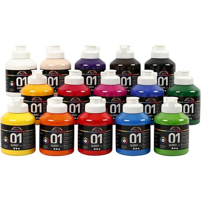 A-Color - Acrylic Paint - Glossy - 15 x 500ml (32000)