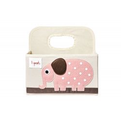 3 Sprouts compatible - Diaper Caddy - Pink Elephant