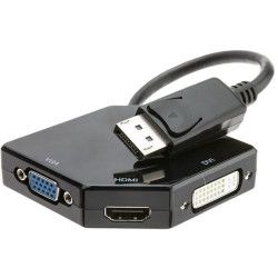 DLH DY-TU4242B video cable adapter DisplayPort DVI-D + VGA (D-Sub) + HDMI Black
