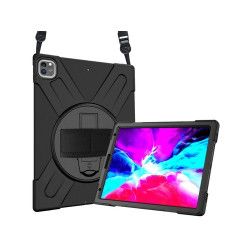 DLH COQUE RENFORCEE AVEC EMPLACEMENT STYLET, BANDOULIERE, POIGNEE ROTATIVE ET PIED SUPPORT POUR APPLE IPAD PRO 12.9" 5em