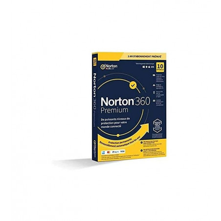 Norton 360 Premium - Version boîte (1 an) - 10 dispositifs, espace de stockage de cloud 75 GB -...