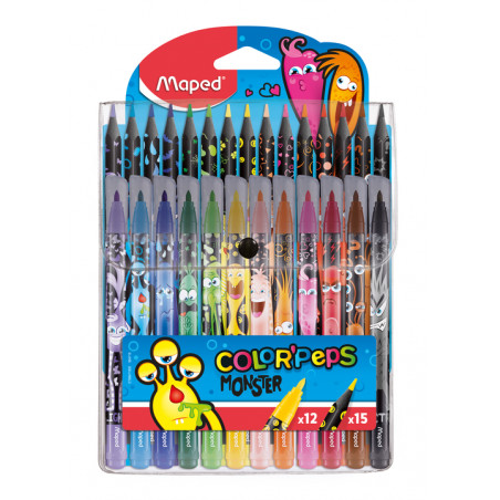 Maped - Color'Peps Monster set - 12 markers / 15 pencils (984718)