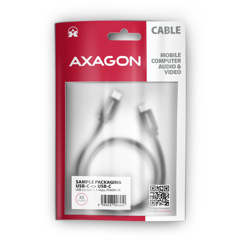 AXAGON compatible BUCM3-CM20AB Kabel USB-C 3.2 Gen 1 auf USB-C 3.2 Gen 1, schwarz - 2m