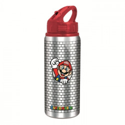 Bouteille de sport en acier inoxydable Super Mario (bouchon rouge)
