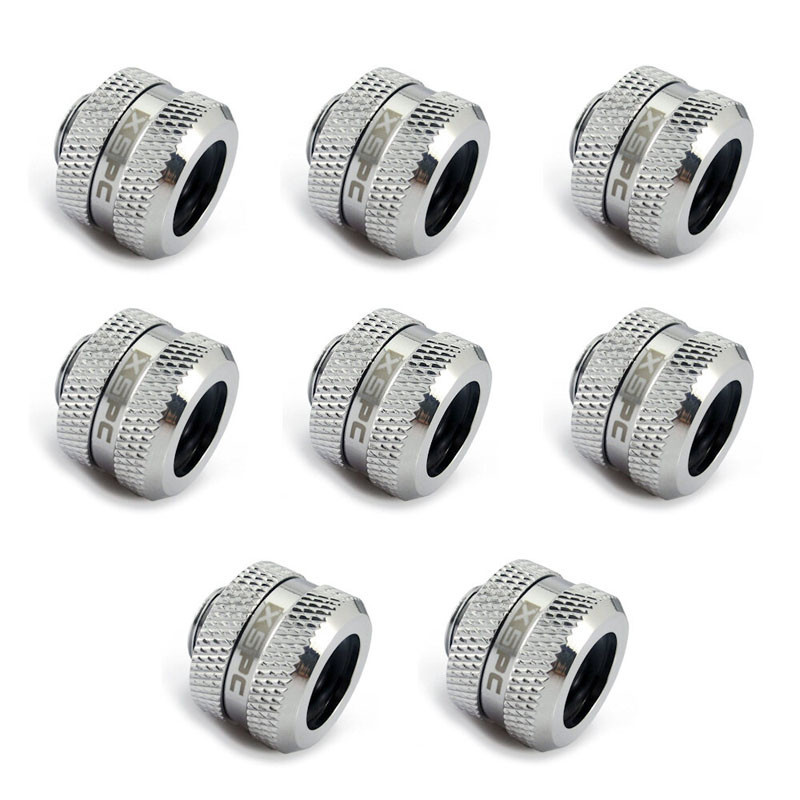 XSPC compatible Anschluss G1/4" auf 14mm Hardtube, chrome - 8 Stück