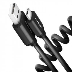 AXAGON compatible BUCM-AM10TB Twister-Kabel, USB-C auf USB-A 2.0, schwarz - 0,6m