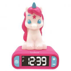 Lexibook compatible - Alarm Clock with Unicorn Night Light with 3D design and sound effects (RL800UNI)