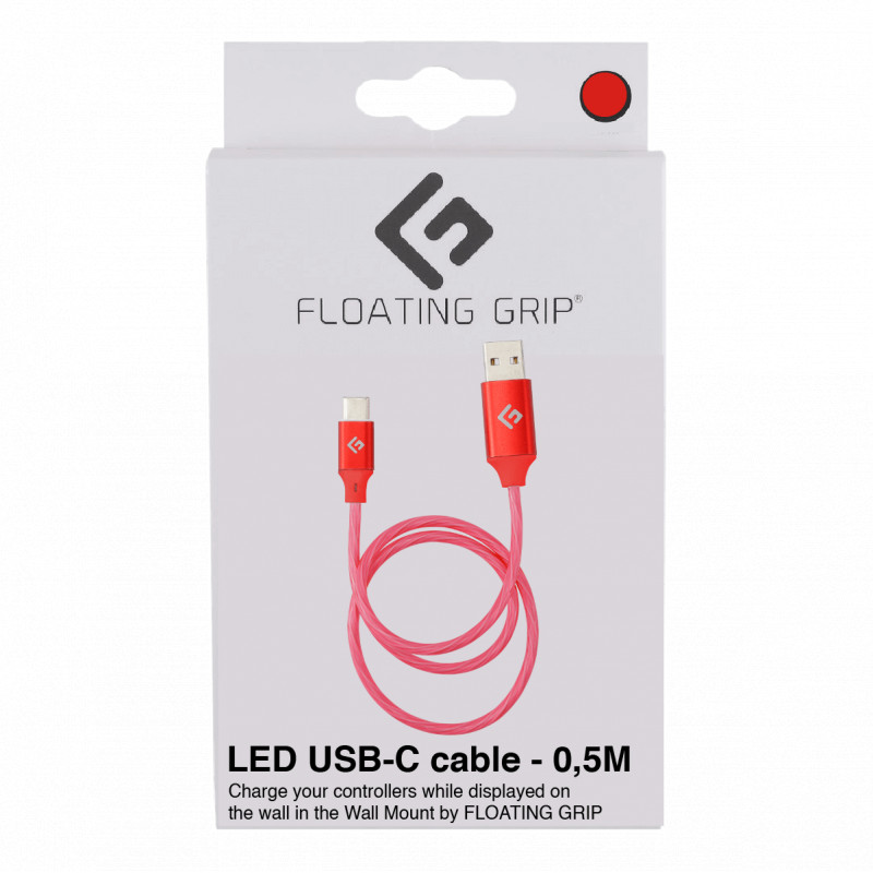 Floating Grip 0,5M LED USB-C Cable (Red)