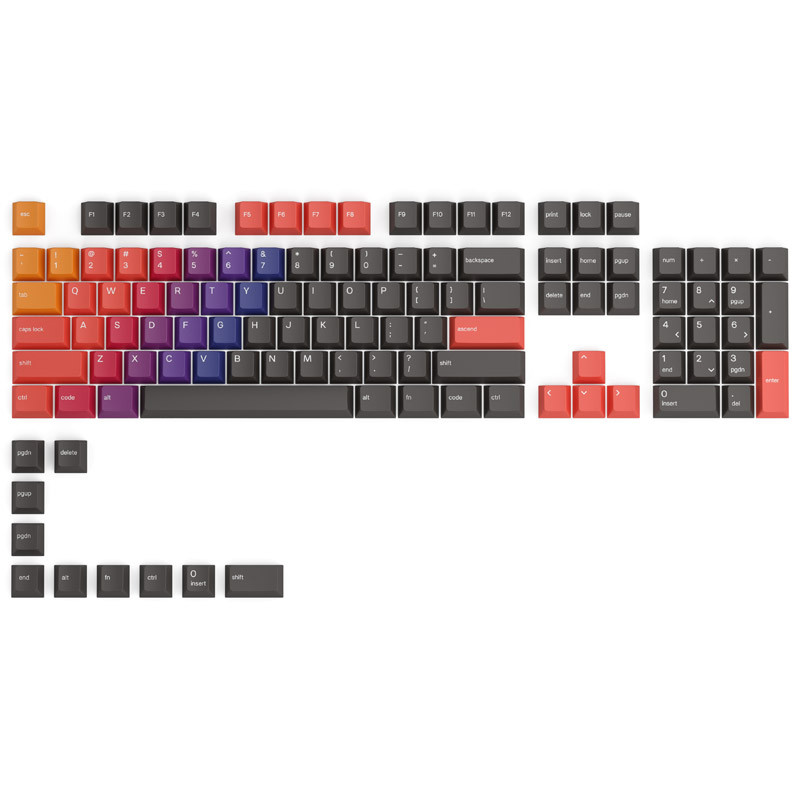 Glorious PC Gaming Race compatible GPBT Keycaps - 114 PBT Tastenkappen, ANSI, US-Layout - Celestial Fire