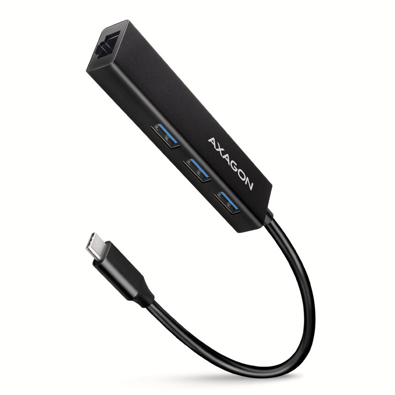 AXAGON compatible HMC-GL3A USB-C-Hub, 3x USB-A, Gbit-LAN, schwarz