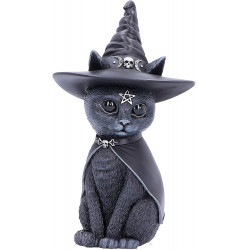 Purrah Figurine Chat Occulte Chapeau de sorcière Noir 13,5 cm