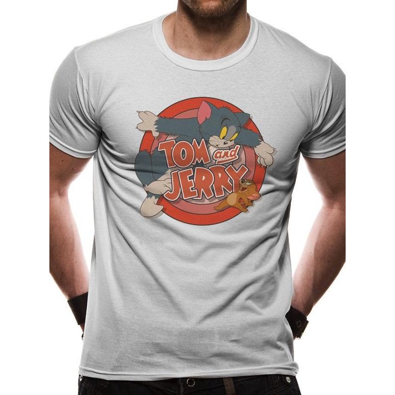 TOM AND JERRY - T-Shirt IN A TUBE- Retro Logo (M)