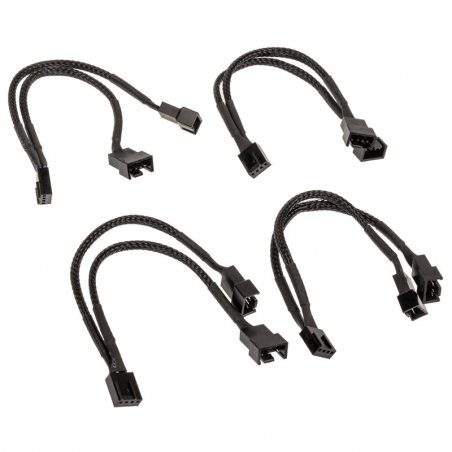 Akasa compatible PWM Lüftersplitter, 4er Pack - schwarz