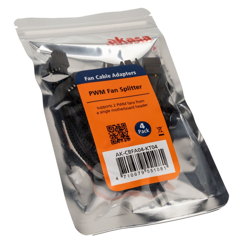 Akasa compatible PWM Lüftersplitter, 4er Pack - schwarz