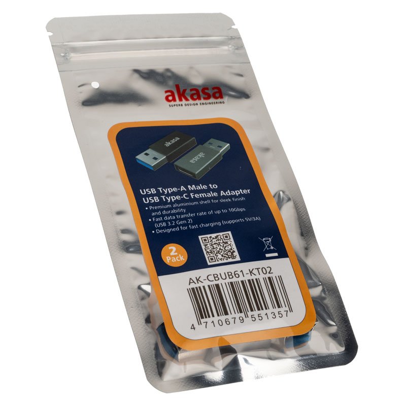 Akasa compatible Typ A auf Typ C USB-Adapter - 2 Stück