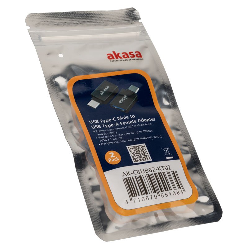 Akasa compatible Typ A auf Typ C USB-Adapter - 2 Stück
