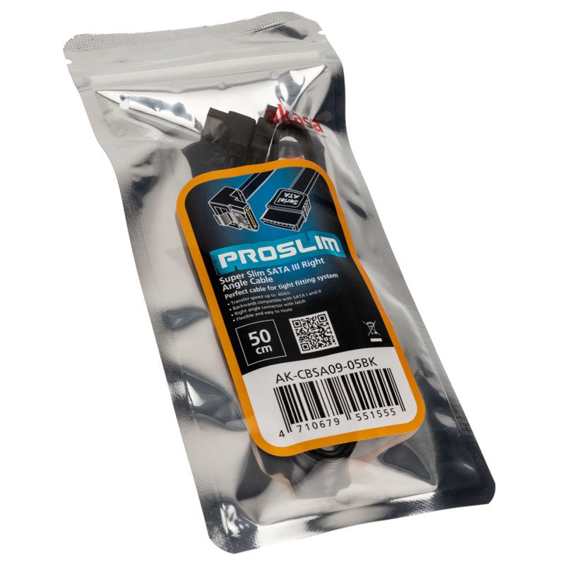 Akasa compatible SATA-Kabel 6 GB/s, gewinkelt, 50 cm