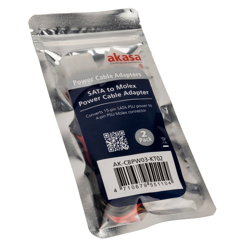 Akasa compatible SATA zu Molex Adapterkabel - 2 Stück
