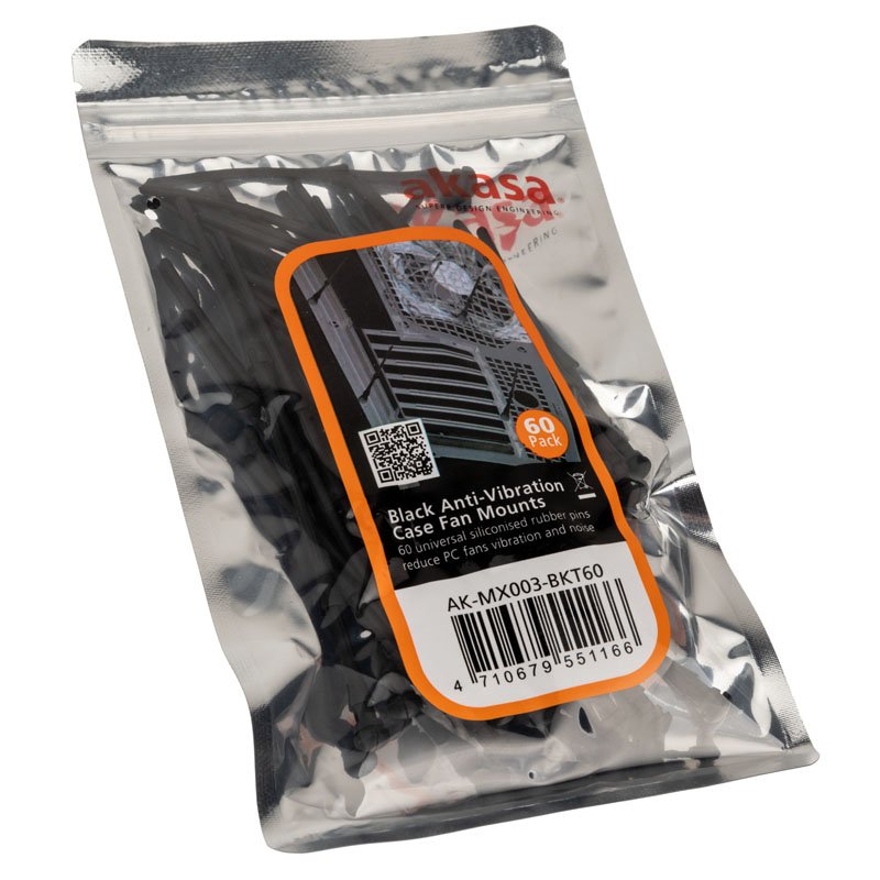 Akasa compatible AK-MX003 Vibrationsdämpfer für Lüfter, 60er Set - schwarz