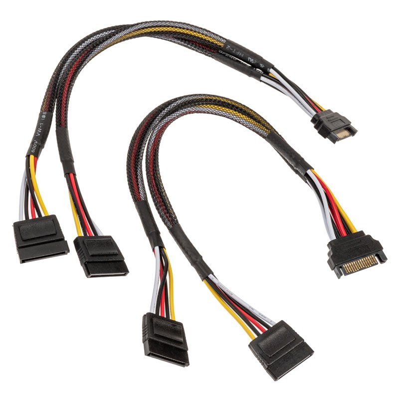Akasa compatible SATA Strom-Y-Kabel - 30cm, 2er Pack