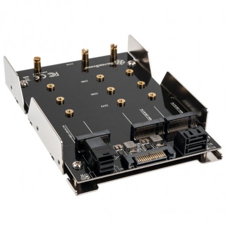 Silverstone SST-SDP12 - 3.5 Zoll für 2x M.2 SATA und 1x M.2 NVMe SSD Mounting Adapter Bracket