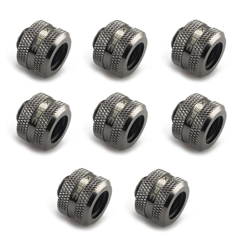 XSPC compatible Anschluss G1/4" auf 14mm Hardtube, schwarz chrome - 8 Stück