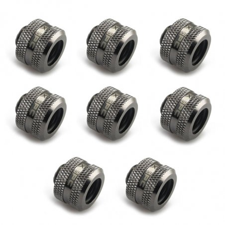 XSPC compatible Anschluss G1/4" auf 14mm Hardtube, schwarz chrome - 8 Stück