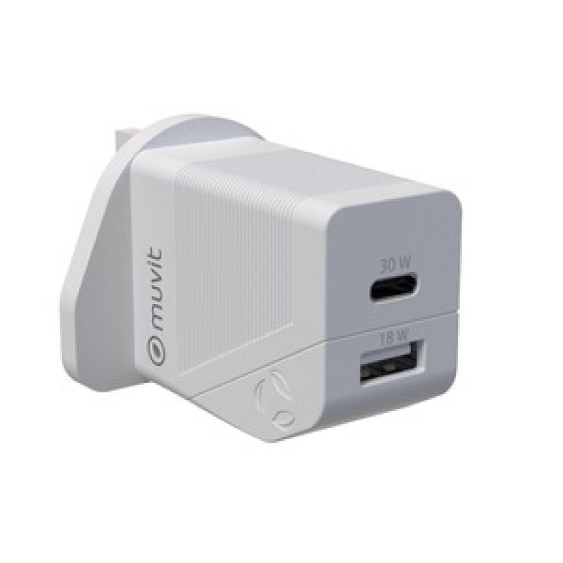 MUVIT FOR CHANGE CHARGEUR SECTEUR PD USB C/USB A 30W+18W QC3.0