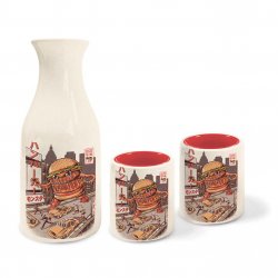 JAPANESE STYLE - Burgerzilla - Set de 2 mugs à Sake + bouteille à sake