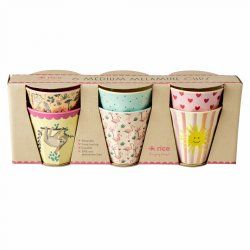 STOCK3 - Rice - Medium Melamine Cups 6 Pcs - Funky Print Multi