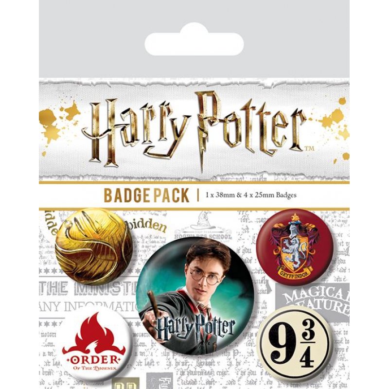 HARRY POTTER - Pack 5 Badges - Gryffindor