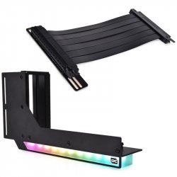 Alphacool Aurora Vertikales GPU-Bracket + PCI-E 3.0 x16 Riser Flachband-Kabel, 21 cm