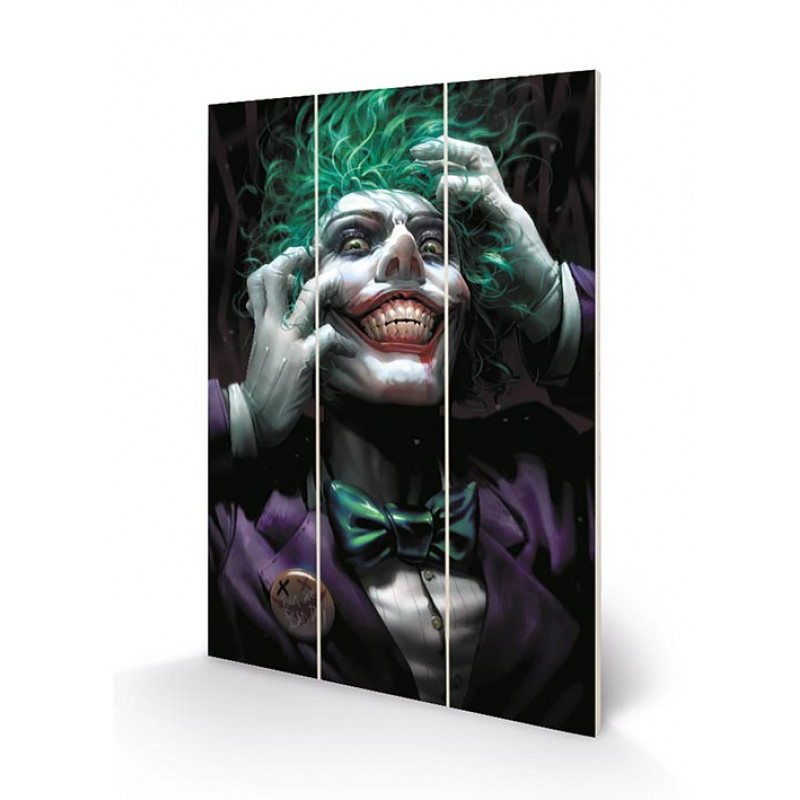 DC COMICS - Joker (Crazy Close Up) - Impression sur bois 20x29.5