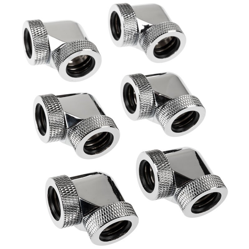 RAIJINTEK Anschluss PELIAS D160906, 16mm, 90 Grad Adapter - 6er-Pack, silber
