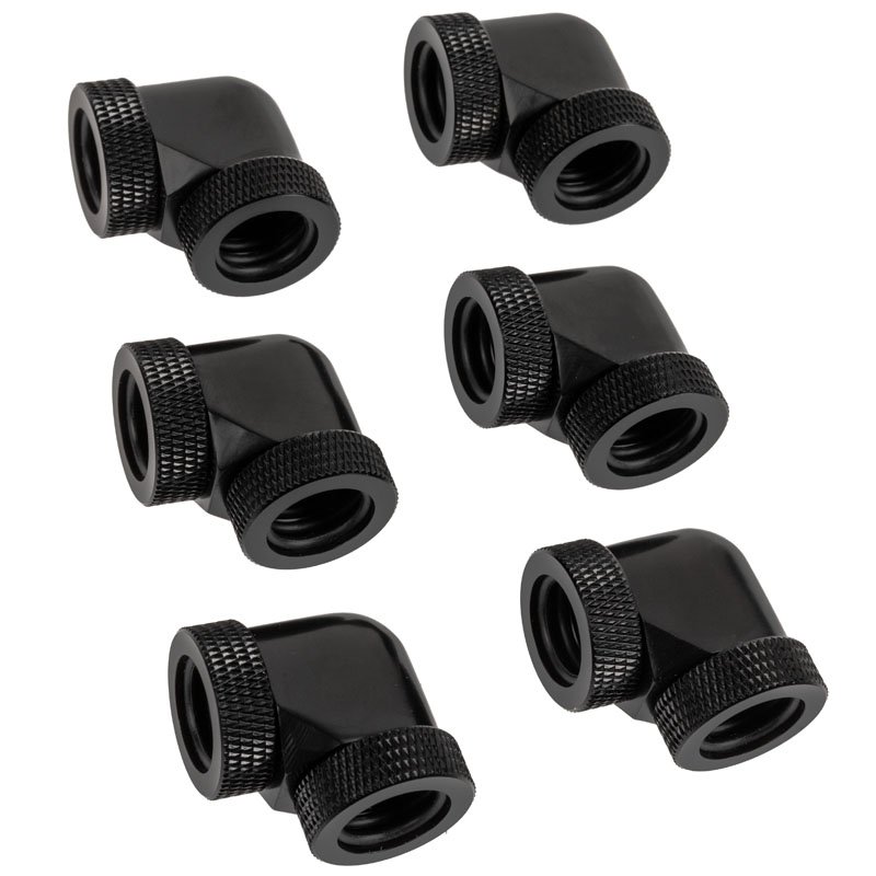 RAIJINTEK Anschluss PELIAS D160906, 16mm, 90 Grad Adapter - 6er-Pack, schwarz