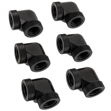 RAIJINTEK Anschluss PELIAS D160906, 16mm, 90 Grad Adapter - 6er-Pack, schwarz