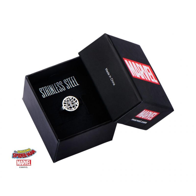 MARVEL - Women's Silver Plated Brass Spider-Man Ring - Size 9