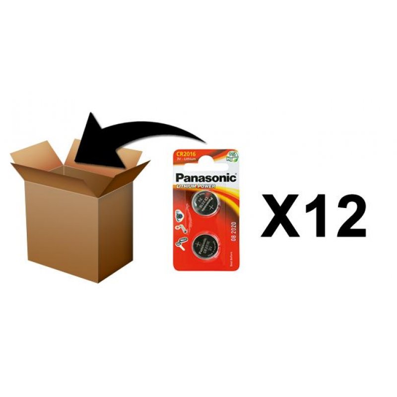 PANASONIC - Piles Lithium Coin - CR2016 X 2 - Boite de 12 Pack