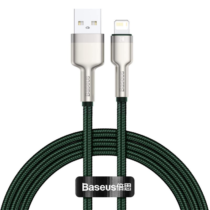 Baseus Lightning Cafule Series Metal data cable 2.4A 1m Green (CALJK-A06)