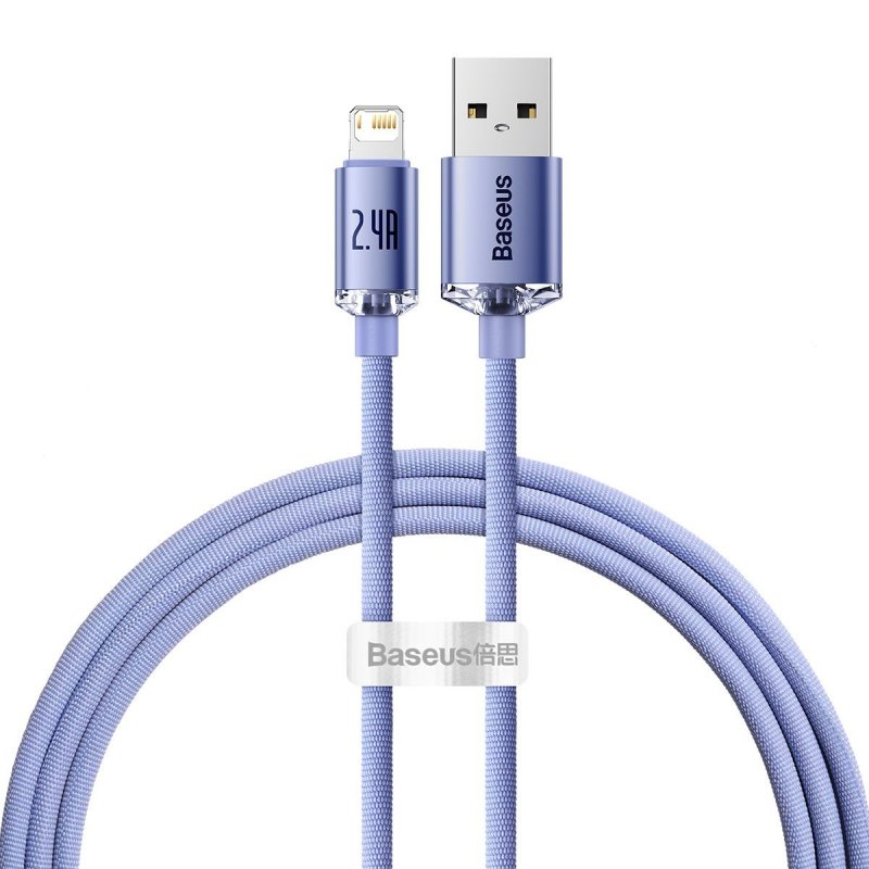 Baseus Lightning Crystal Shine Cable Series Fast Charging Data Cable 2.4A 1.2m Purple (CAJY000005)
