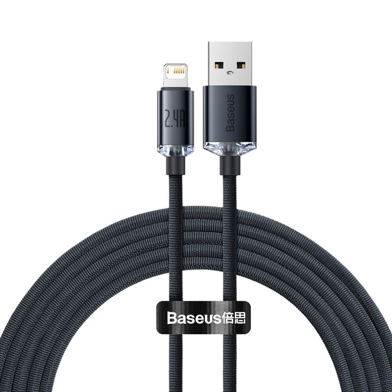 Baseus Lightning Crystal Shine Cable Series Fast Charging Data Cable 2.4A 2m Black (CAJY000101)