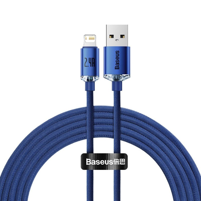 Baseus Lightning Crystal Shine Cable Series Fast Charging Data Cable 2.4A 2m Blue (CAJY000103)