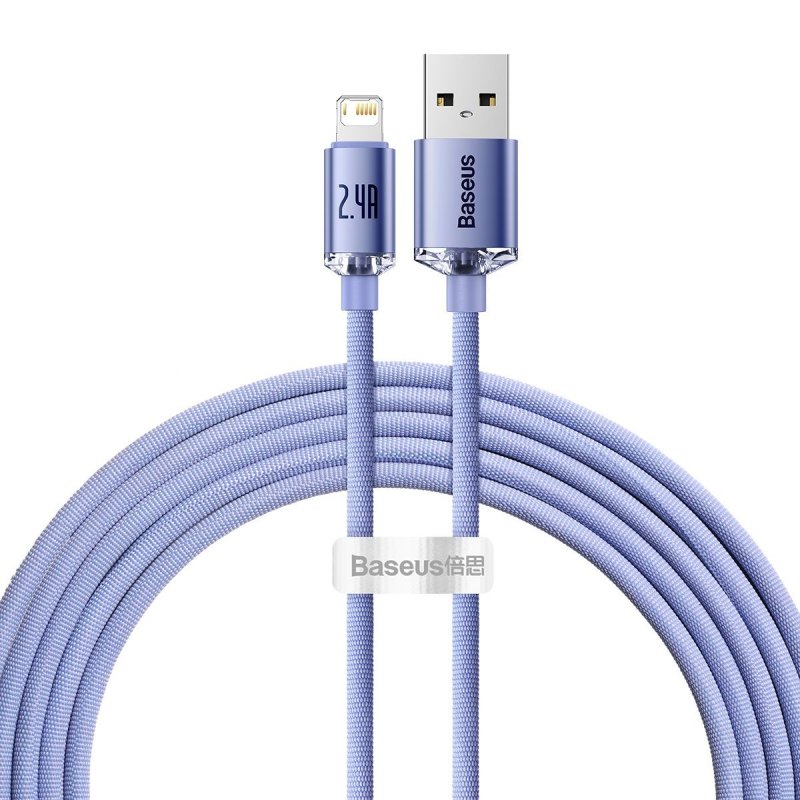 Baseus Lightning Crystal Shine Cable Series Fast Charging Data Cable 2.4A 2m Purple (CAJY000105)