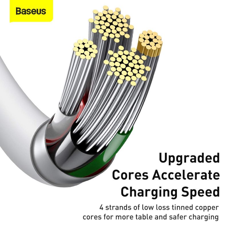 Baseus Lightning Superior Series cable, Fast Charging, Data 2.4A, 1.5m White (CALYS-B02)