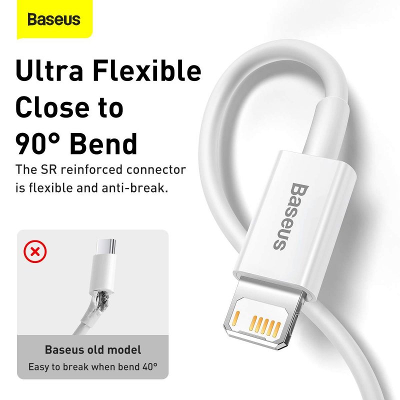 Baseus Lightning Superior Series cable, Fast Charging, Data 2.4A, 1.5m White (CALYS-B02)